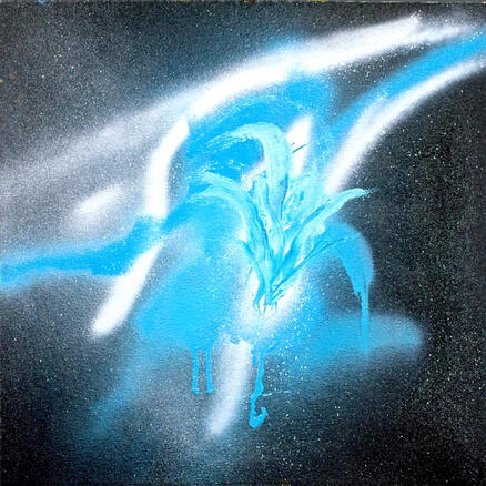 White and Blue on Black